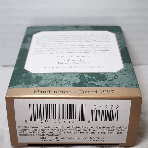 Vintage 1997 Miniature Hallmark Ornament Movie CASABLANCA™ Set of 3 Ornaments - Picture 3 of 5